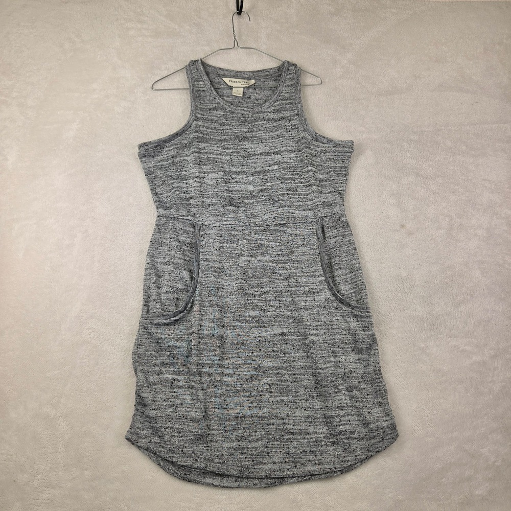 Freedom Trail Kyodan Grey Space Dye Knit Sleeveless Pocket Hiking Dress Large